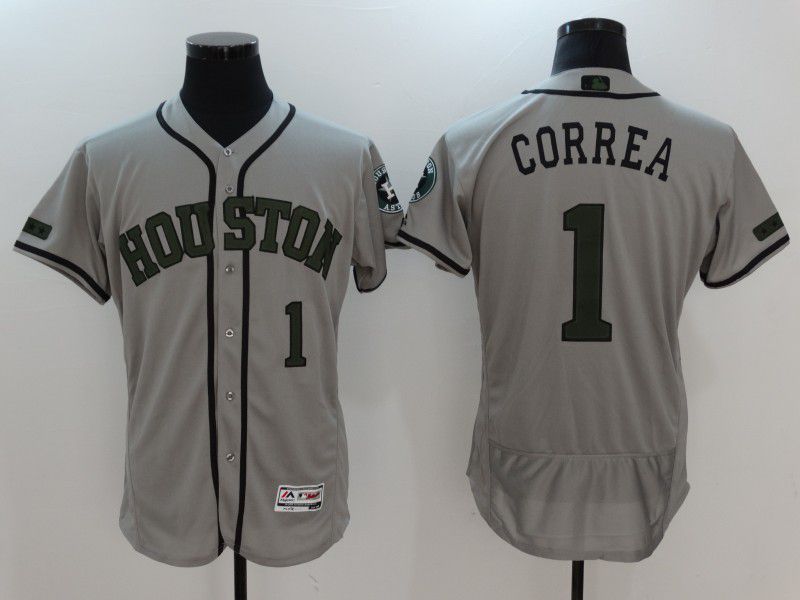 2017 Men MLB Houston Astros #1 Correa Grey EliteCommemorative Edition Jerseys->colorado rockies->MLB Jersey